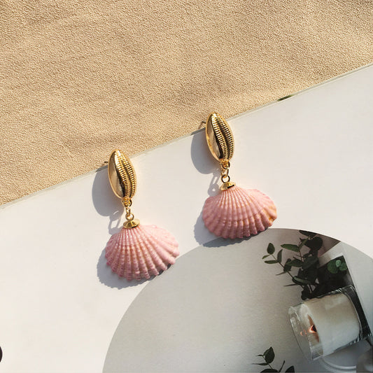 Pink Bohemian Shell Earrings