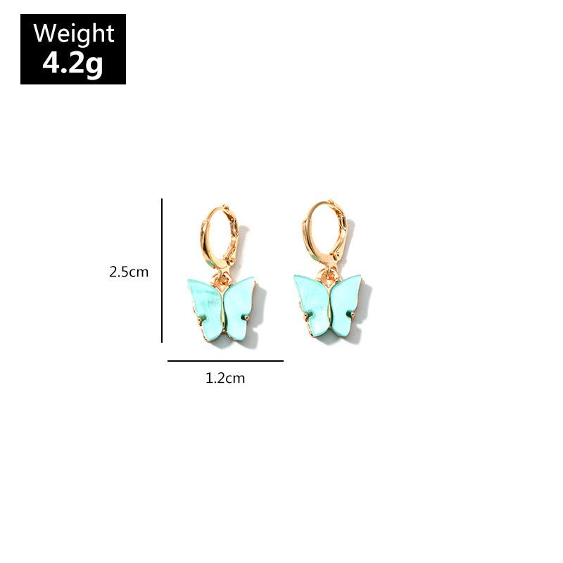 Blue Butterfly Drop Earrings