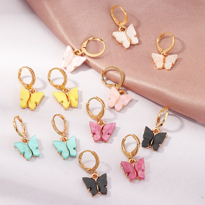Pink Butterfly Drop Earrings