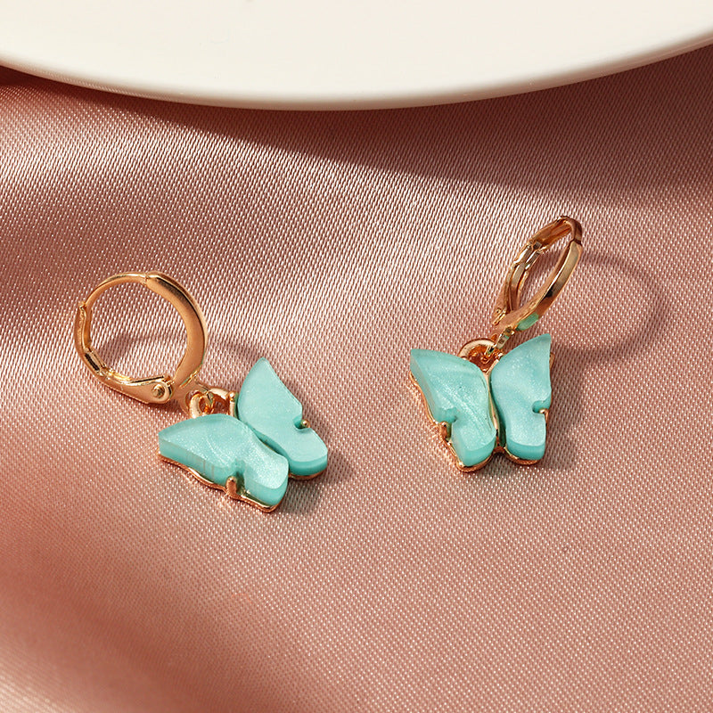 Blue Butterfly Drop Earrings