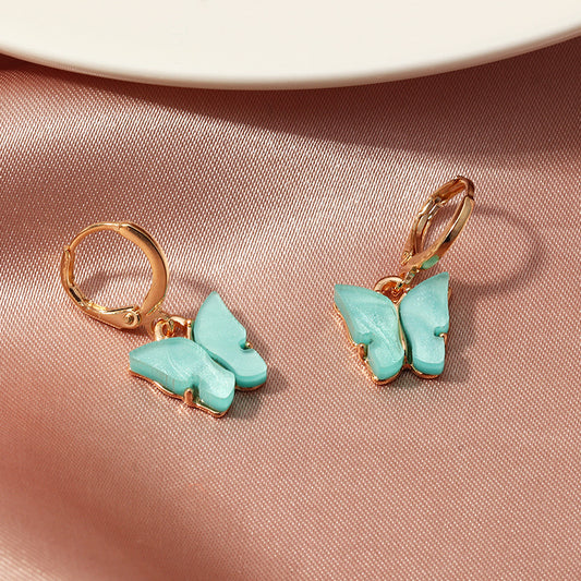 Blue Butterfly Drop Earrings