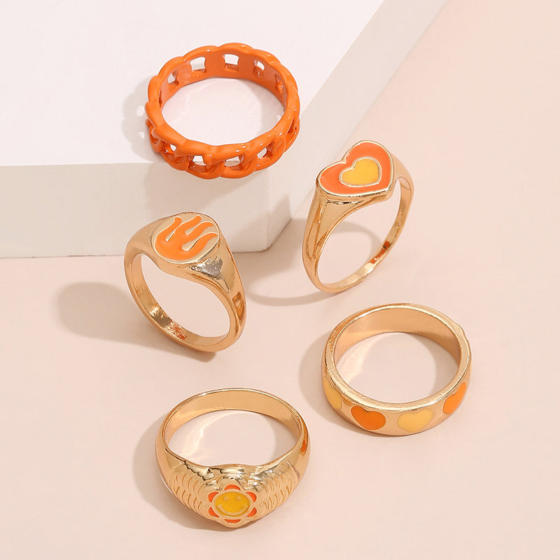 Orange Trendy Oil Rings