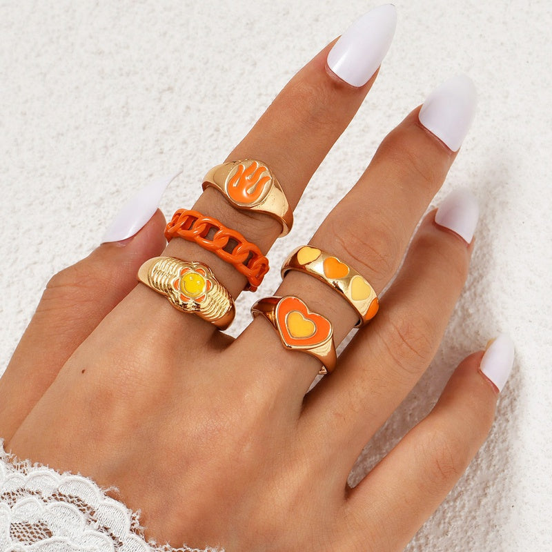 Orange Trendy Oil Rings