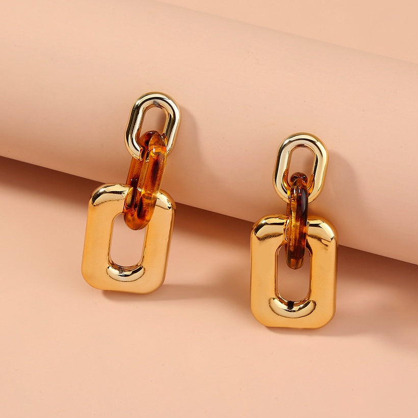 Golden Asymmetric Chunky Chain Link Earrings