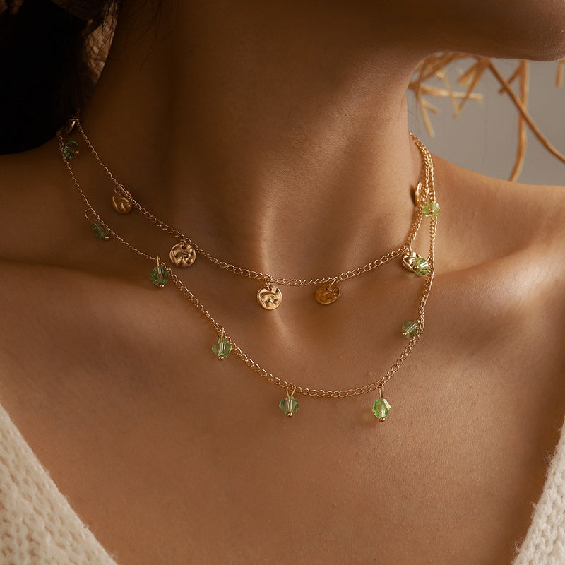 Green Golden Drops Necklace
