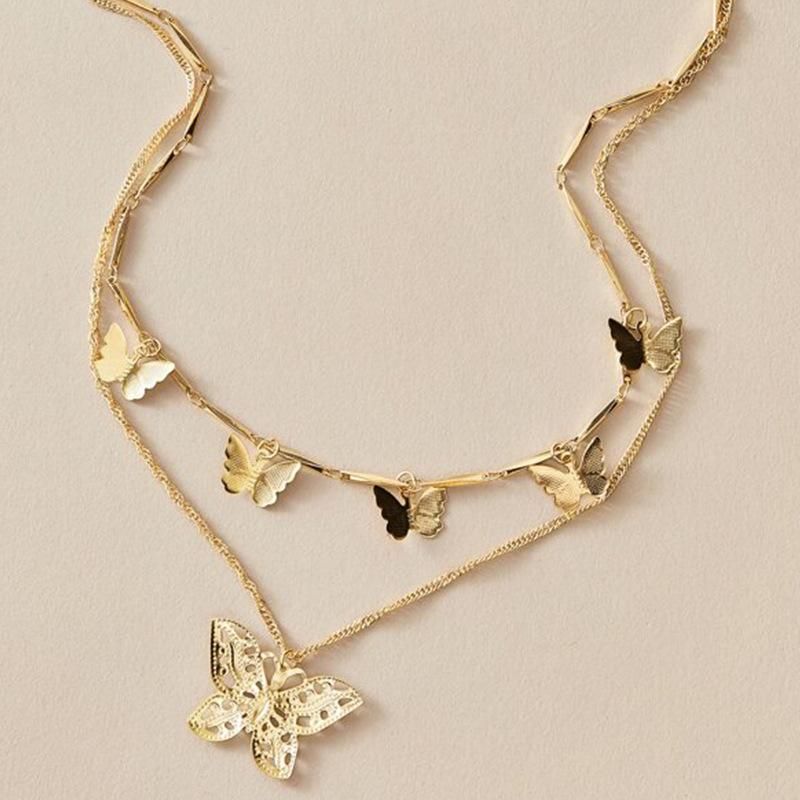 Butterfly Drops Multilayered Necklace