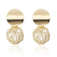 Contemporary Brass and Crystal Drop Earrings
